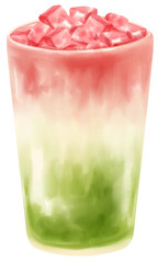 matcha latte milk tea drink watercolor