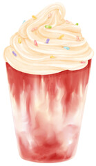 strawberry summer drink watercolor