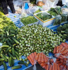 Various fresh vegetables on the market