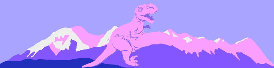 fashion minimal illustration bunner. abstract dinosaur and mountains