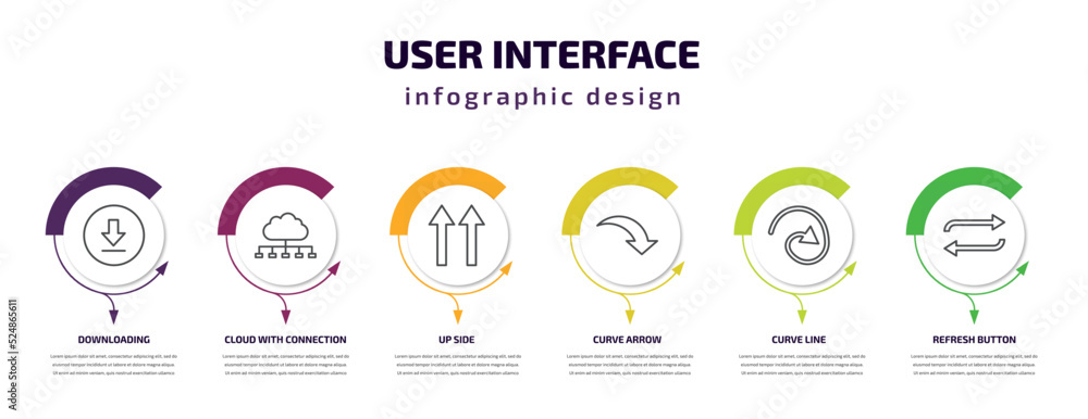 Poster user interface infographic template with icons and 6 step or option. user interface icons such as do