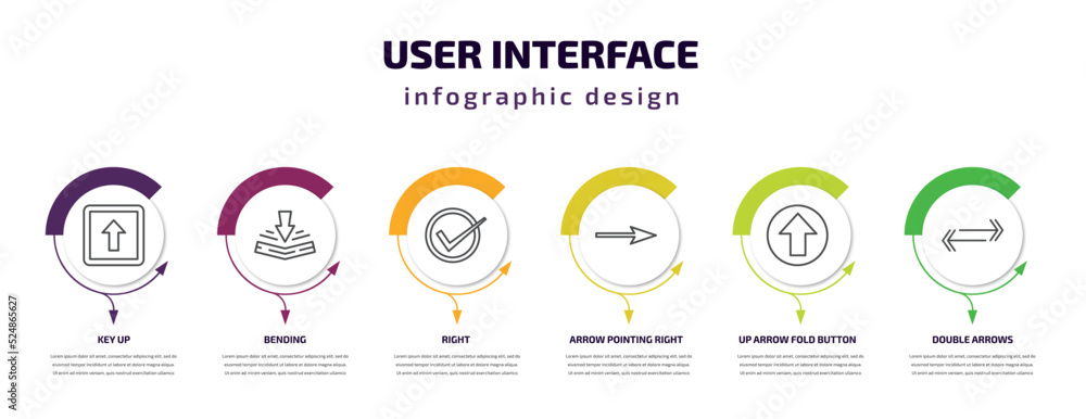 Poster user interface infographic template with icons and 6 step or option. user interface icons such as ke