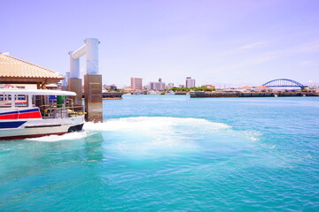 Naklejka premium Ishigaki Port Ritoh Terminal in Ishigaki-jima, Okinawa, Japan - 日本 沖縄 石垣島 ユーグレナ 石垣港 離島ターミナル