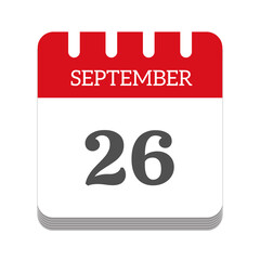 September 26 calendar flat icon