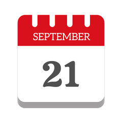 September 21 calendar flat icon