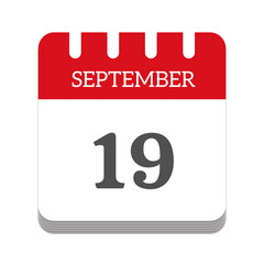 September 19 calendar flat icon