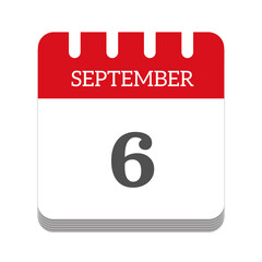 Fototapeta premium September 6 calendar flat icon