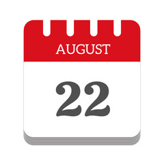 August 22 calendar flat icon