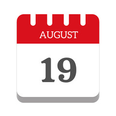 August 19 calendar flat icon