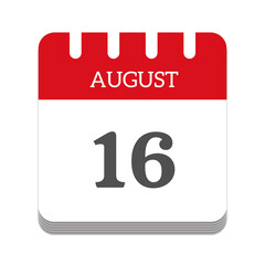 August 16 calendar flat icon