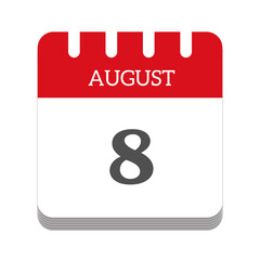 August 8 calendar flat icon