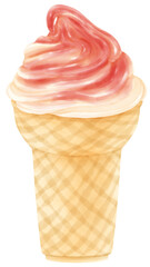 strawberry ice cream watercolor