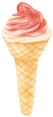 strawberry ice cream watercolor