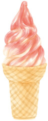 strawberry ice cream watercolor