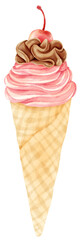 strawberry ice cream watercolor