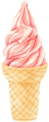 strawberry ice cream watercolor