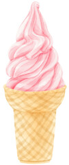 strawberry ice cream watercolor