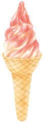 strawberry ice cream watercolor