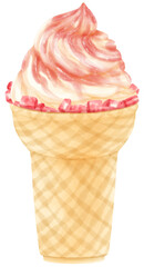 strawberry ice cream watercolor