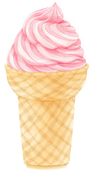 strawberry ice cream watercolor