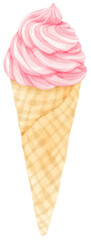 strawberry ice cream watercolor