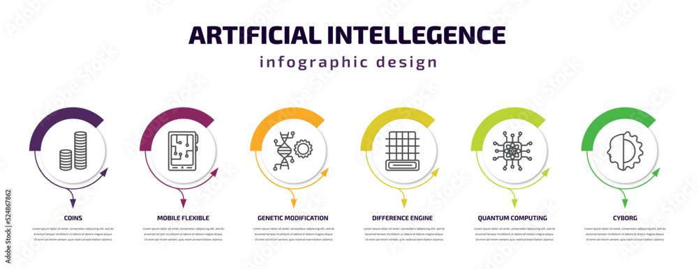 Poster artificial intellegence infographic template with icons and 6 step or option. artificial intellegenc