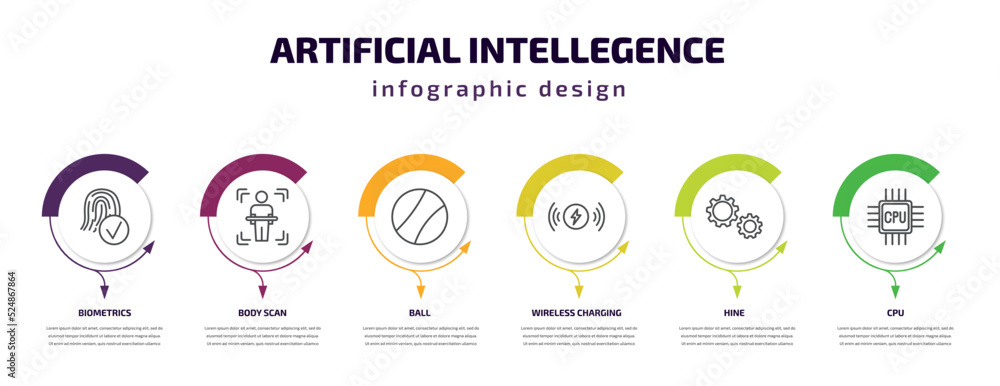Poster artificial intellegence infographic template with icons and 6 step or option. artificial intellegenc