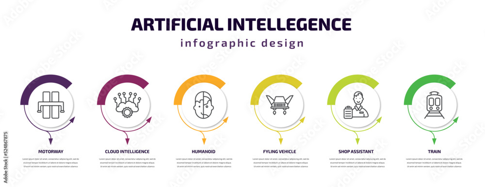 Poster artificial intellegence infographic template with icons and 6 step or option. artificial intellegenc