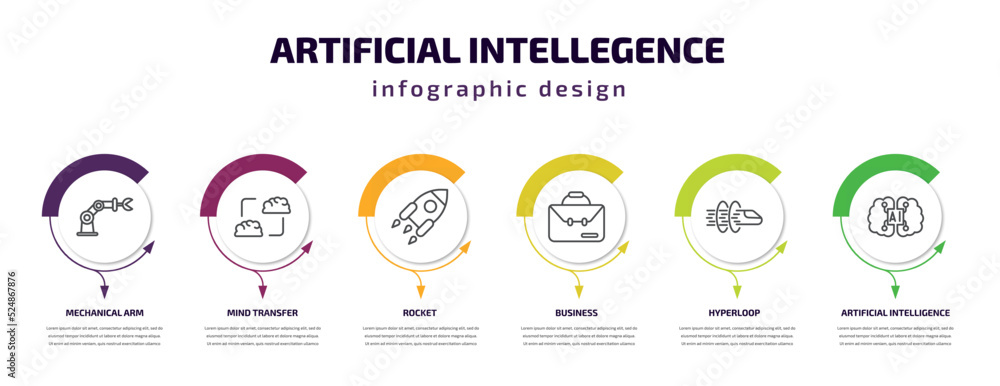 Poster artificial intellegence infographic template with icons and 6 step or option. artificial intellegenc