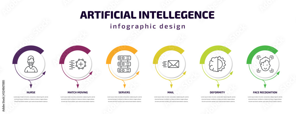 Poster artificial intellegence infographic template with icons and 6 step or option. artificial intellegenc