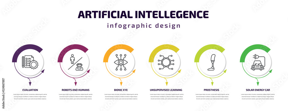 Poster artificial intellegence infographic template with icons and 6 step or option. artificial intellegenc