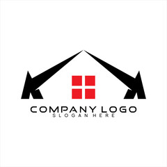 Real Estate logo design vector with Abstract letter concept and window icon.