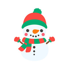Snowman cartoon vector. Snowballs molded into Snowman. Decorate with winter sweaters for Christmas.