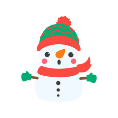 Snowman cartoon vector. Snowballs molded into Snowman. Decorate with winter sweaters for Christmas.