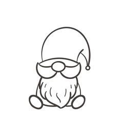 Line art Christmas gnomes design for coloring book isolated on a white background