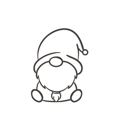 Obraz na płótnie Canvas Line art Christmas gnomes design for coloring book isolated on a white background