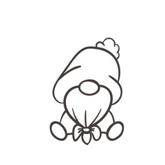 Line art Christmas gnomes design for coloring book isolated on a white background