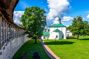 Fototapeta na wymiar Nikolsky Cathedral on the territory of Izborsk fortress, Izborsk, Pskov region, Russia