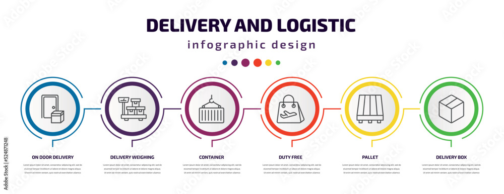 Poster delivery and logistic infographic template with icons and 6 step or option. delivery and logistic ic