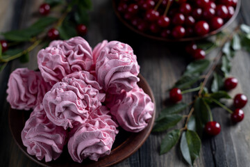 Cherry pink zephyr summer dessert a rustic style