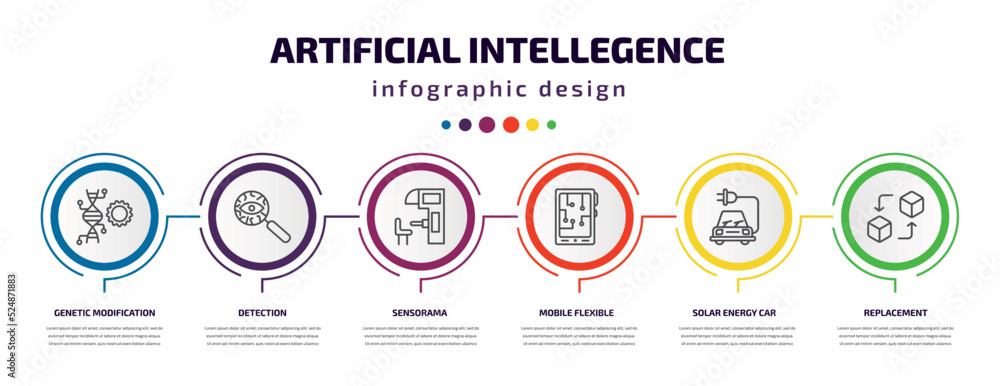 Aufkleber artificial intellegence infographic template with icons and 6 step or option. artificial intellegenc