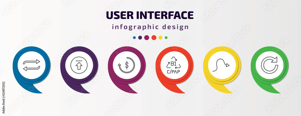 Poster user interface infographic template with icons and 6 step or option. user interface icons such as re