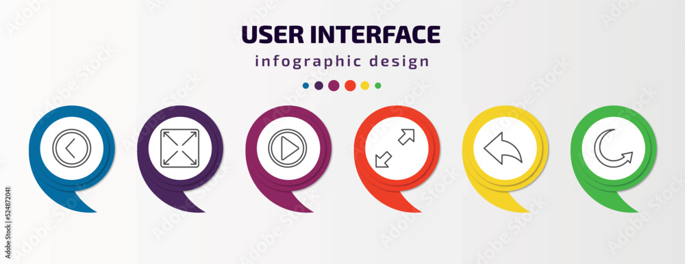 Poster user interface infographic template with icons and 6 step or option. user interface icons such as ro