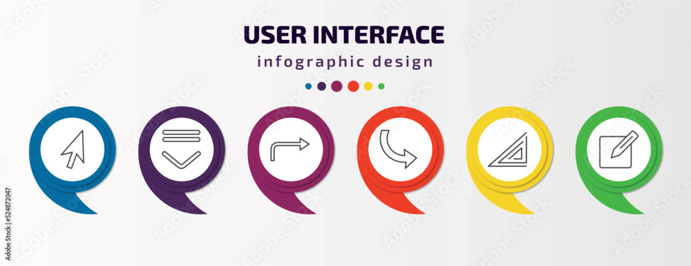 Poster user interface infographic template with icons and 6 step or option. user interface icons such as mo