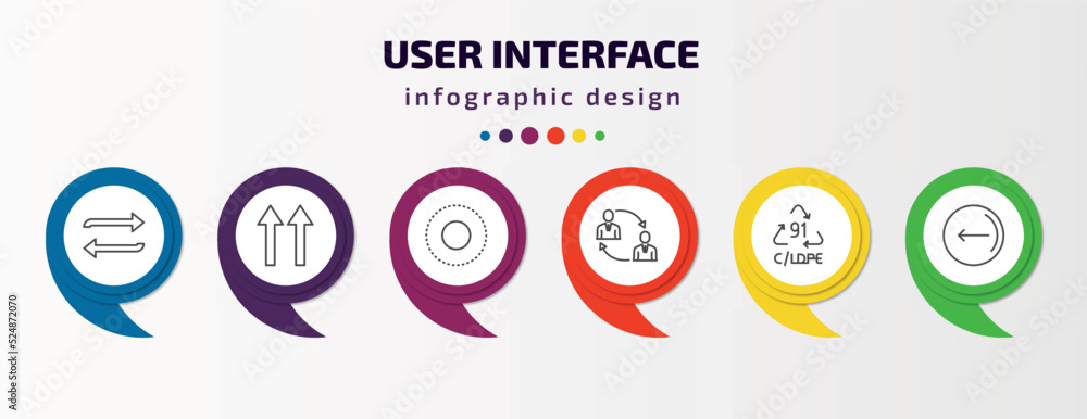Poster user interface infographic template with icons and 6 step or option. user interface icons such as re