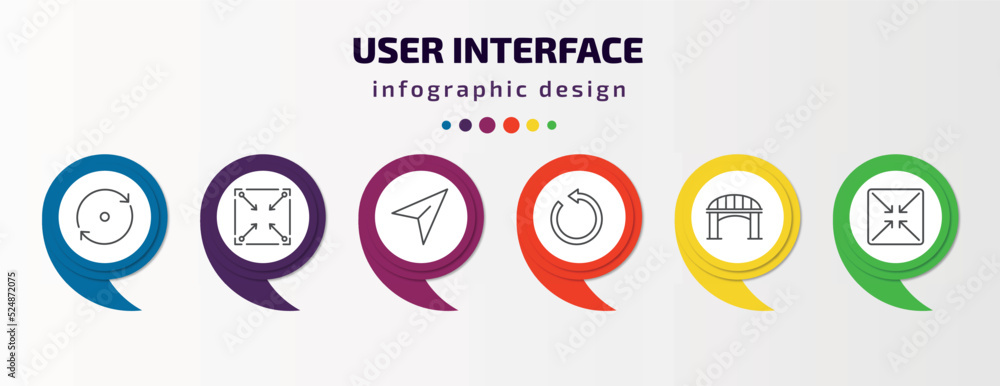 Poster user interface infographic template with icons and 6 step or option. user interface icons such as re