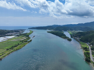 高知県四万十市　四万十川　下流の風景
