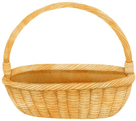 Watercolor wicker basket illustration