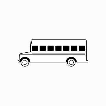 School Bus Icon. Students Transportation Symbol - Vector.