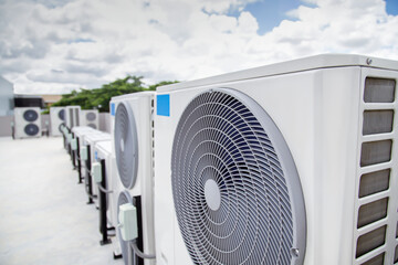 Air conditioning (HVAC) on the roof of an industrial building.